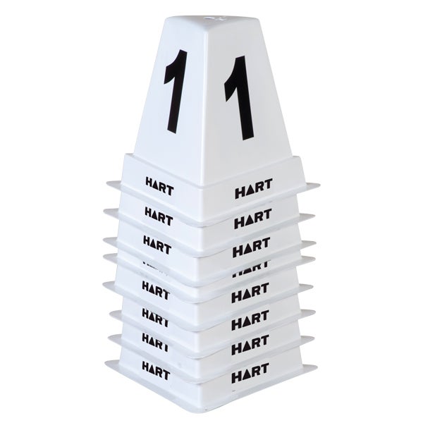 Set of 8 HART Lane Markers, 41cm size, for athletics field marking, by Hart Sport NZ, shown on a sports field.