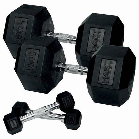 HART Rubber Hex Dumbbell Set - 1kg to 50kg - Hart Sport NZ