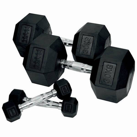 HART Rubber Hex Dumbbell Set - 1kg to 30kg - Hart Sport NZ