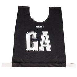 HART Mock Mesh Netball Bibs Jnr - Black Bib/White Letters