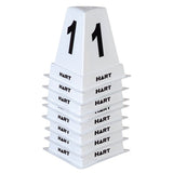 Set of 8 HART Lane Markers, 41cm size, for athletics field marking, by Hart Sport NZ, shown on a sports field.