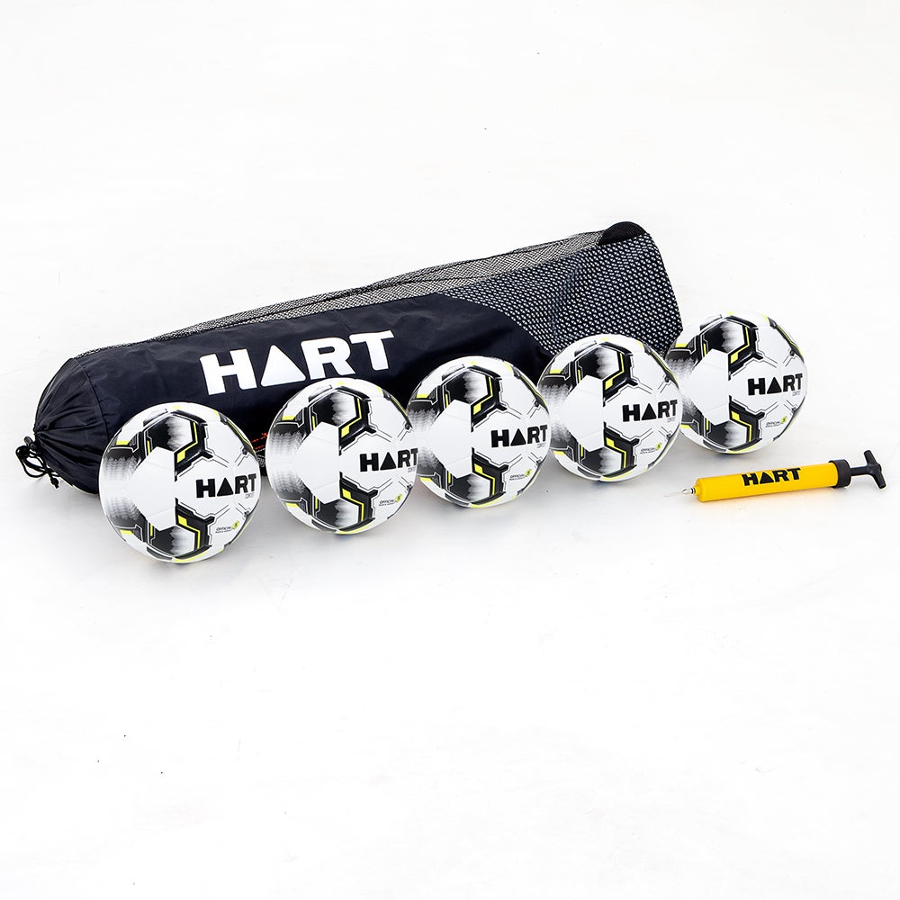 HART Sport soccer ball pack featuring nine durable contest soccer balls with vibrant designs for training and matches.