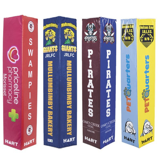 Custom Printed - HART Square Rugby Post Pads 35cm - 100mm Cut Out