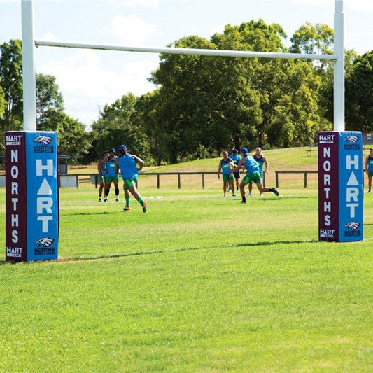 Custom Printed - HART Square Rugby Post Pads 50cm - 150mm Cut Out