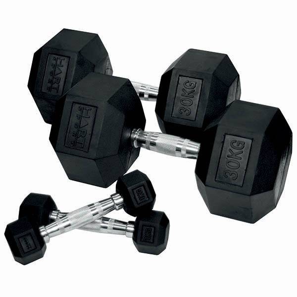 HART Rubber Hex Dumbbell Set - 1kg to 30kg - HART Sport